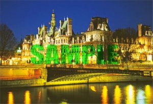 画像1: ■300ピースジグソーパズル シンプルスタイル 夜のパリ市庁舎 《廃番商品》 やのまん 03-800 (26×38cm) (1)