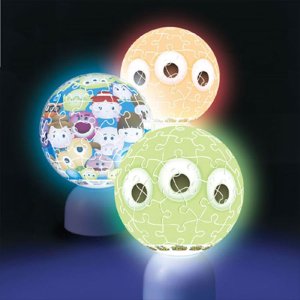 画像2: ■3D球体60ピース立体パズル パズランタン 「ツムツム」-エイリアン-(3色発光)  やのまん 2003-446 (2)