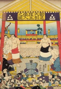 画像1: ★31％off★300ピースジグソーパズル 大相撲 錦絵「勧進大相撲土俵入りの図」  キューティーズ 300-146 (26×38cm) (1)