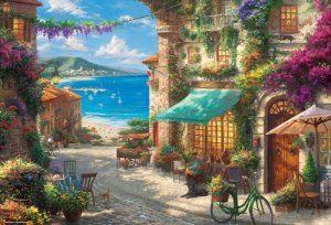画像1: ■1000ピースジグソーパズル シチリアの花咲くカフェ（トーマス・キンケード）  ビバリー 31-480 (49×72cm) (1)
