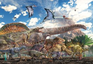 画像1: ■おおきなピース 80ピースジグソーパズル 恐竜大きさ比べ  ビバリー 80-031 (26×38cm) (1)