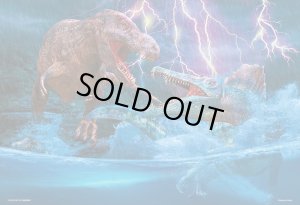 画像1: ■300ピースジグソーパズル 水中からの猛攻撃 ティラノサウルス VS スピノサウルス  ビバリー 93-164 (26×38cm) (1)