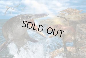 画像1: ★31%off★300ピースジグソーパズル 最強の戦い ティラノサウルス VS モササウルス  ビバリー 93-165 (26×38cm) (1)