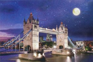 画像1: 【引上品】◆希少品◆1000ピースジグソーパズル タワーブリッジ夜景-イギリス 《廃番商品》 エポック社 10-733 (50×75cm) (1)