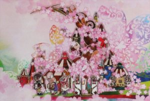 画像1: ■300ピースジグソーパズル 桜の国（アトリエココ） 《廃番商品》 アポロ社 48-810 (26×38cm) (1)