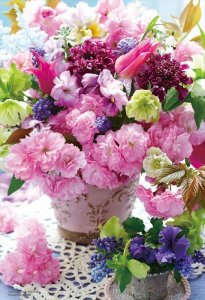 画像1: ■1000マイクロピースジグソーパズル 想いを伝える春の花束 《廃番商品》 ビバリー M81-583 (26×38cm) (1)