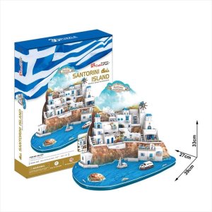 画像1: ■ 3Dパズル 立体クラフトモデル サントリーニ島（ギリシャ）  ハートアートコレクション MC195h (1)