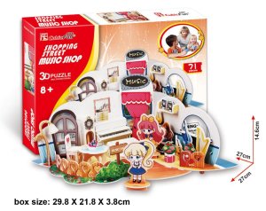 画像1: ■ 3Dパズル 立体クラフトモデル ショッピングストリート Music Shop（楽器屋さん）  ハートアートコレクション P627h (1)